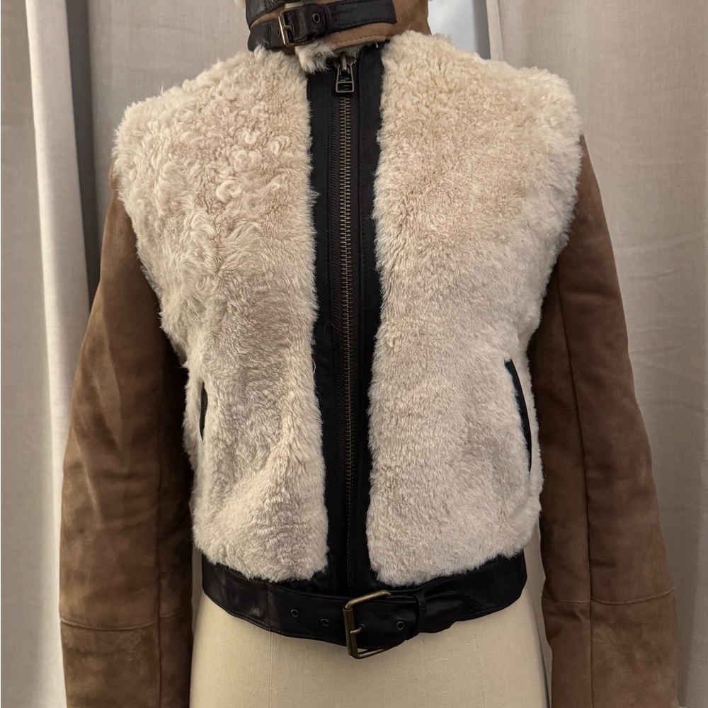 Zara Cream and Brown Teddy Jacket